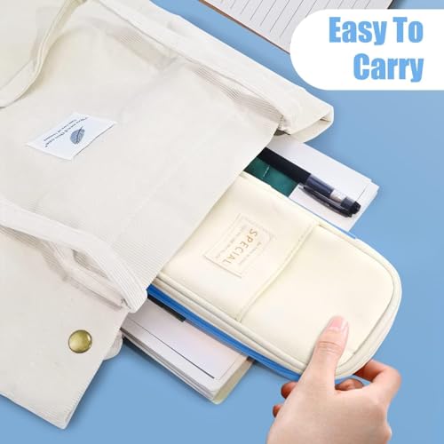 Image of Large Capacity Pencil Case Pouch, Cute Aesthetic Big Capacity Zipper Cases Pen Portable Office Stationery Makeup Bag, Desk Organizer for College Adults Women Men (Sky Blue)