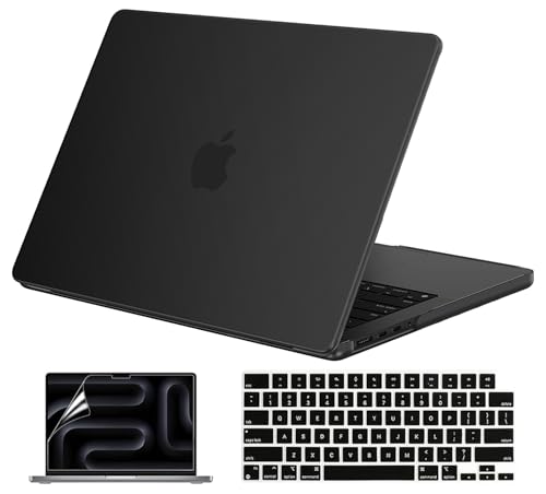 Image of EooCoo Case Compatible with MacBook Pro 14 inch M5 2026-2021 M4 M3 M2 M1 Pro /Max Chip, Matte Grip, Bump-Resistant, Hard Shell Cases with Keyboard Cover, Screen Protector - Space Black