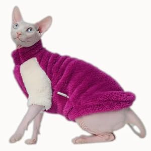 Thickened Pullover Sweater – Winter Warm Stretchy Cat Clothing for Hairless Cats (Fits Sphynx, Devon Rex, Oriental Shorthair, Cornish Rex, Abyssinian) (Large)