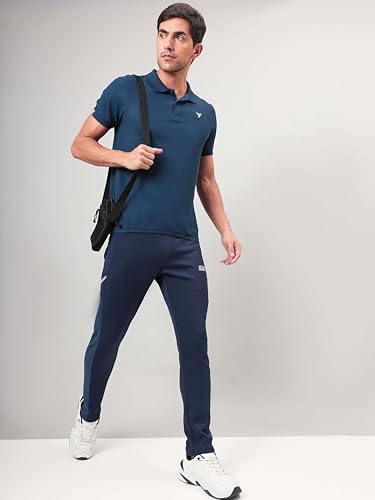 Image of TECHNOSPORT Men's Solid Slim Fit Polo Collar T-Shirt MATPIQ Half Sleeve Button Polyester for Gym Running Workout UPF50+ Anti Odour