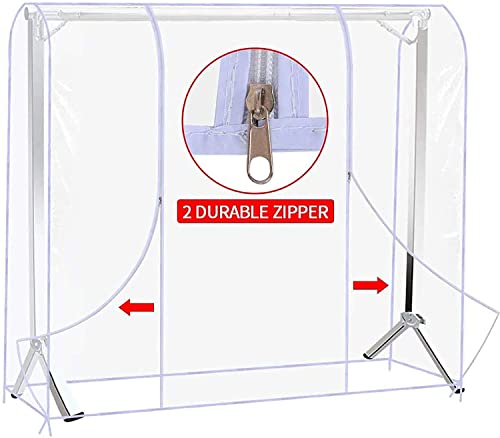 71" L Clear Garment Rack Cover, Clothing Rack Covers, Adult Kids Clothes Protector With 2 Durable Zipper ,Waterproof Wardrobe Cover, Dustproof Hanging Clothes Rack Cover, Foldable(L:71X20X52 Inch) #TOP2