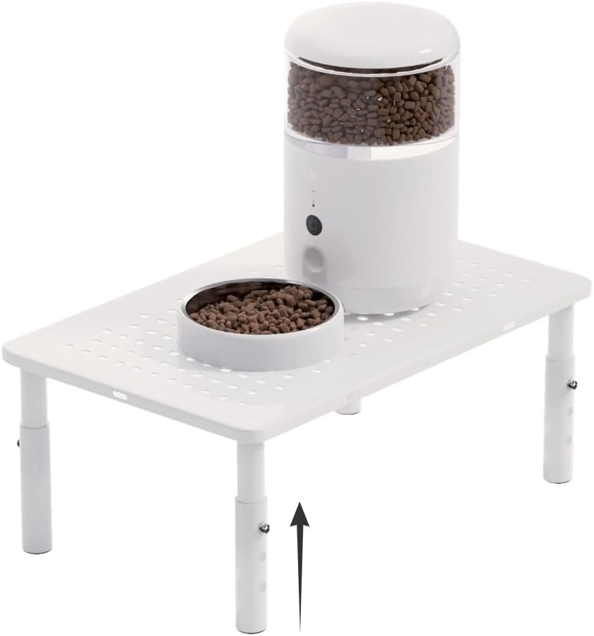 Adjustable Automatic Cat Feeder Stand - Non-Slip Elevated Holder for Cats/Puppies, Fits Most Automatic Feeders & Water Dispensers, White(Holder ONLY) - Image 1 of 6