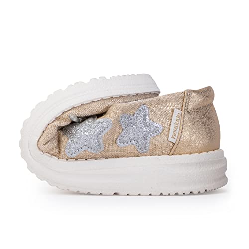Image of Hey Dude Girls Wendy Youth MOC Toe Shoes, Golden Star, 4 AU