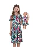 Bow Dream Girls Dress and Matching Doll Clothes Accessories for Girls Short Sleeve Leopard Kids Dress Size 120