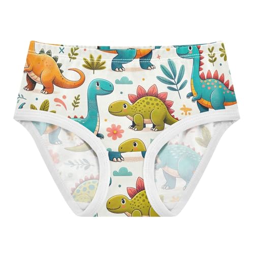 Girls' Underwear, Dinosaur Fun Green Toddler Girl Panties, Cotton Girls Underwear, 2T–8 Years