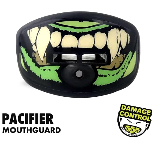 Damage Control Pacifier Mouthpiece, Mouth Piece For Sports, Football Mouthpiece With Helmet Strap, Protects Interior And Exterior Of Mouth, Allows Airflow, No Boiling (Monster) #TOP1