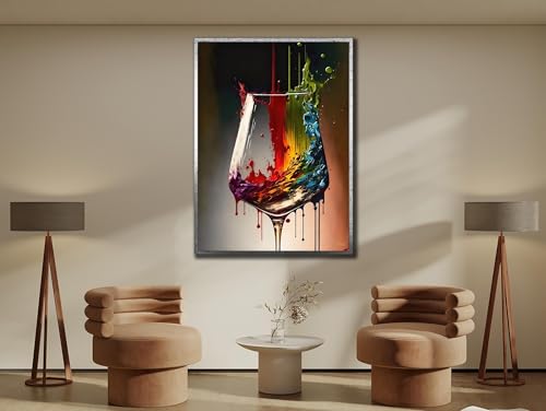 Verre à vin abstrait en affiche et impression sur toile de 70x100cm