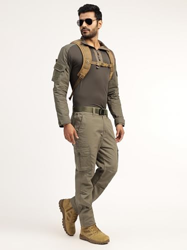 Image of MOUNTMILLER Mens Full Sleeve Ripstop Tactical Polo T-Shirt | UV Protective| Ideal for Hiking & Trekking, Outdoor