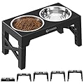 Ormalla Elevated Dog Bowls, 5 Heights Adjustable Raised Dog Bowls with 2 Stainless Dog Food Bowl Stand, Adjusts to 8cm, 22cm, 25cm, 28cm, 31cm for Large Medium Small Dogs and Pets - Black