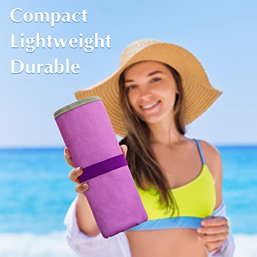 Yiction Microfiber Beach Towels For Adults, Sand Free Beach Towels Oversized, 71X35.5Inch Extra Large Quick Dry Beach Towel (Purple) #TOP4