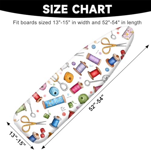 Image of Ironing Board Cover 15 inchx54 inch Standard Size Replacement Thick Iron Board Covers Heavy Duty Non-Slip Board Cover Fitted with Elastic Edges and Velcro Straps