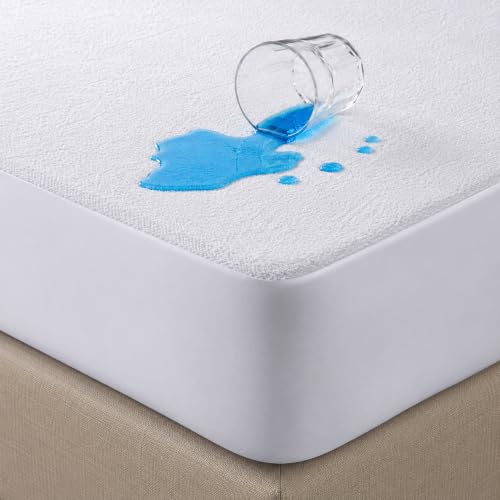K&A Terry Waterproof Mattress Protector | Soft Terry Towel Mattress Topper | Anti Allergy Noiseless and Breathable | 40 cm Extra Deep Box | Fitted Sheet Style Mattress Cover | Single 90x190 cm