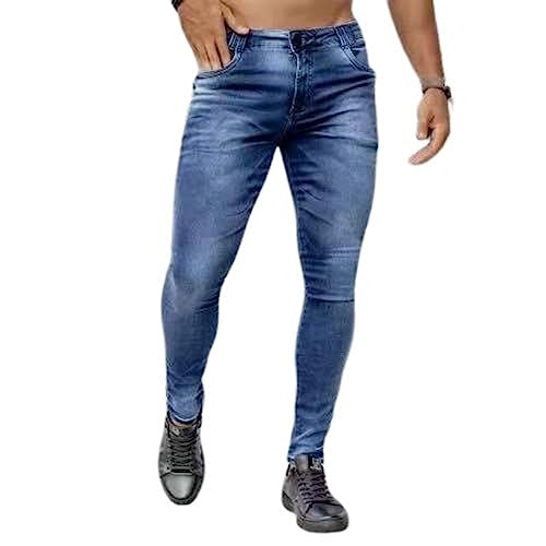 Thatrich Skinny Jeans for Men Stretch Slim Fit Moto Biker Jeans Straight Leg Denim Pants Casual Fashion Streetwear Trousers
