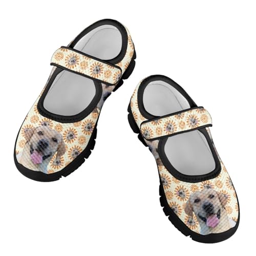 Forchrinse Sunflower Otter Pattern Toddlers Girls Dress Shoes Floral Mary Jane Flats Party School Uniform Shoes Lightweight Flats Sneakers for Kids,Size 11-2.5