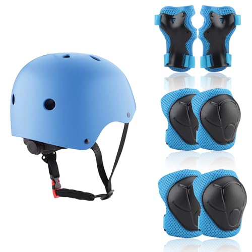 ZWOOS Protezioni Skateboard Bambino,Protezioni Bici Bambino con Casco Regolabile Ginocchiere Gomitiere, Protezioni Skateboard Bambini per Skateboard,Bicicletta,Pattinaggio, Monopattino