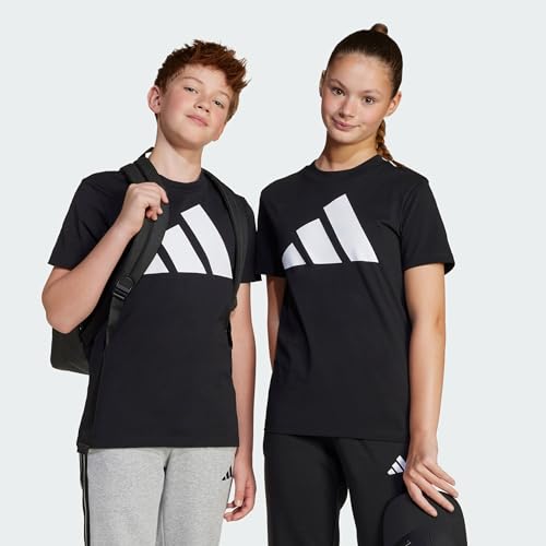 adidas Unisex Kinder Essentials BIG Logo T-Shirt, Black/White, 11-12 Years