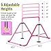 WATBKHE Gymnastic Bars for Kids, Horizontal Bars with Adjustable Height, Folding Gymnastic Training Kip Bar with Rings, Expandable Bars for Boys and Girls, Gymnastic Training Equipment(Pink-Ring)