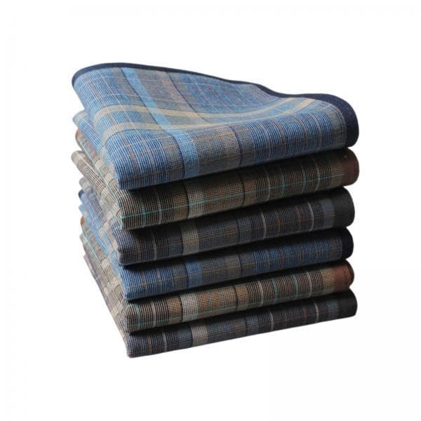 merishopp 3x6Pcs Cotton Men's Handkerchiefs Soft Stripe Checkered Pattern Pocket Squares| Casual | Daily Wear | Party Wear-picture-27