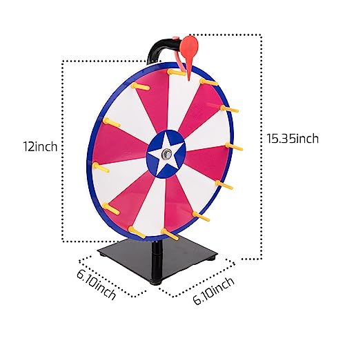 JstFrU 12 Inch Spinning Prize Wheel-12 Slots Color Tabletop Roulette Spinner Wheel of Fortune,with Dry Erase Marker & Eraser,for Carnival Trade Show - Image 4