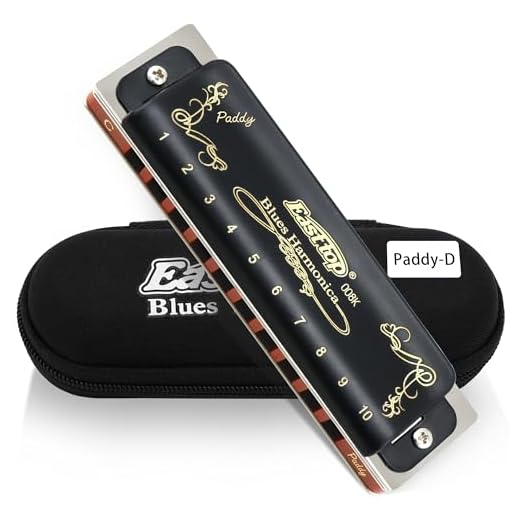 East top Diatonic Blues Harmonica key of Paddy D, 10 Holes 20 Tones 008K Diatonic Mouth Organ Harmonica, Standard Harmonica for Adults, Professionals and Students