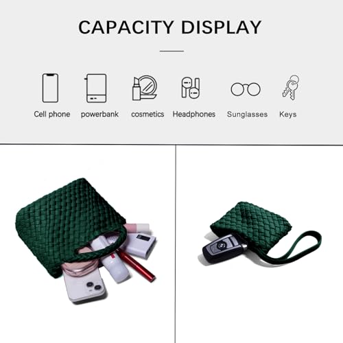 Image of Woven Tote Bag for Women with Coin Purse, Foldable Chain Small Crossbody Handbags, Fashion Shoulder Bag, Hobo Satchel