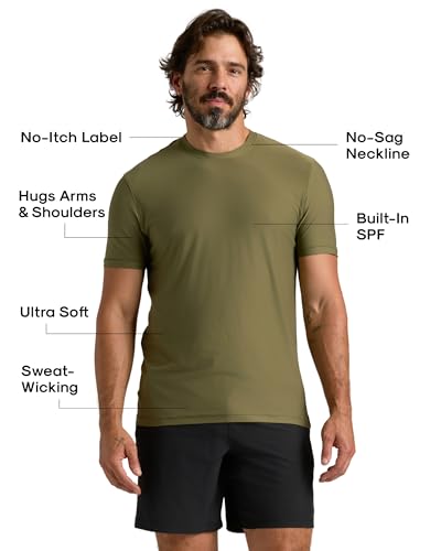 True Classic Mens Workout Shirts, Short Sleeve, Military Green, XL - image 2