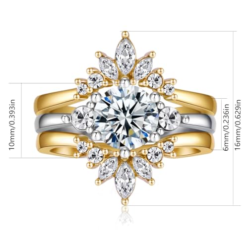 Women's Wedding Ring Sets White Gold Plated AAA CZ 3pcs Ring Set for Women2