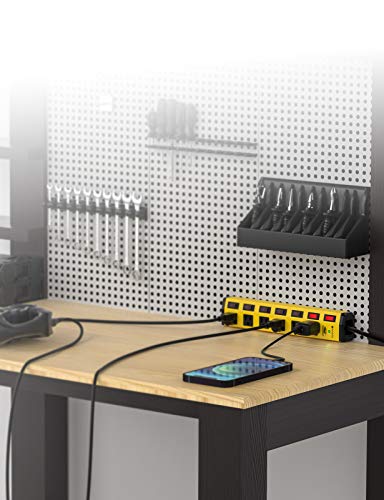 Crst 6-Outlet Heavy Duty Metal Power Strip With Individual Switches And Flat Plug, 15Amp/1875W Surge Protector (1200 Joules), 6-Feet 14Awg Cord With Hook And Loop Fastener #TOP7
