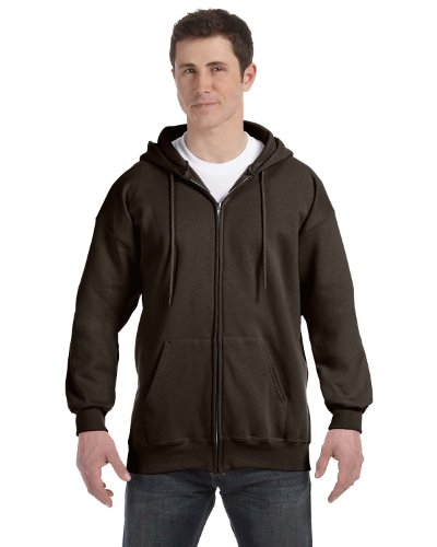 Hanes Mens Ultimate Cotton® Heavyweight Full Zip Hoodie Dark Chocolate XL