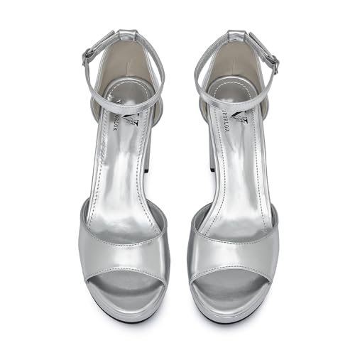 Image of High Heels Chunky Platform Heels for Women Ankle Strap Comfy Open Toe Block Heeled Sandals Party Prom Wedding Dress Pumps