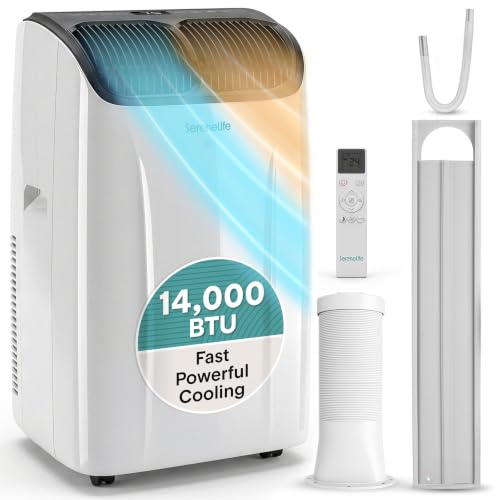 SereneLife Portable Air Conditioner and Heater 14000 BTU Air Conditioning Unit Portable AC with Dehumidifier Follow Me Function Sleep Mode & Window Kit