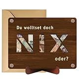 Tutukyle NIX Geschenk mit Umschlag Ständer, Geld Geschenke aus Holz Geldgeschenk zum Geburtstag Nichts Geschenk Lustige Geschenke für Männer Frau (NIX)