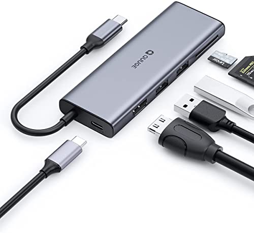Concentrador USB C de múltiples Tomas 6 en 1, concentrador USB C QUUGE con Puerto USB 3.0 × 2, HDMI, TF / SD, Puerto de Carga PD, para teléfonos móviles, computadoras portátiles y tabletas Cover