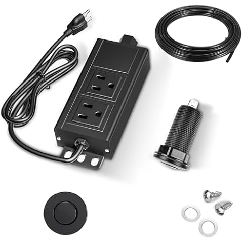 Garbage Disposal Air Switch Kit, Garbage Disposal Button, Kitchen Garbage Disposal Switch Button, Sink Top Waste Disposer On/Off (Black Stainless Steel) Cover