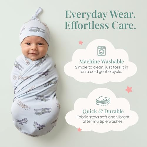 Image of Caden Lane Baby Swaddle & Receiving Blanket, Soft, Breathable & Temperature-Regulating Bamboo Viscose Fabric for Swaddling Newborns, Gender Neutral Infant Blanket for Boys & Girls, First Class