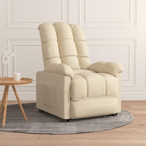 LAPOOH Sillón reclinable, Sillón Relax, Sillones Reclinables, Butaca Reclinable, Sillon Lactancia, Sillon Individual, Sofa Relax, Sillon Orejero, de Tela Crema