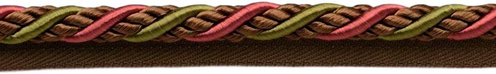 DÉCOPRO 3/8" (1cm) Alexander Collection Decorative Twisted Rope Cord Trim with Lip # 0038AXL, Golden Raven Black #LX10 (Pure Black, Yellow Gold, Cherry Red) 12 Yard Package (36 ft/11m)