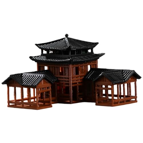 Hbbgdiy Zen-Gartenzubehör, Kunststoff, japanische chinesische Miniatur-Pavillon-Pagode für Bonsai-Mikrolandschaft, Feengarten-Zubehör, Stil 1.