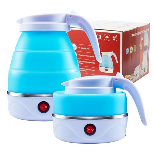 Foldable Electric Kettle, Portable Kettle for Travel 1.2L Food Grade Silicone Collapsible Kettle, Electric Water Boiler with Separable Power Cord Fast Boiling for Camping Hiking Picnic