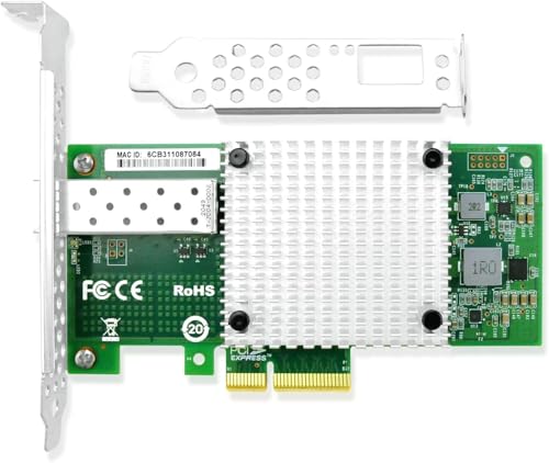 Tarjeta de Red PCI-E X4 10Gb con Puerto Único SFP+ Ethernet y Controlador Intel 82599EN Compatible con Windows Server, Linux y VMware miniatura 2