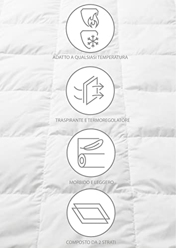 Ilgruppone Piumino In Vera Piuma D'oca 90/10 4 Stagioni Caldo Piumone 3 Misure 2 Piumini Unibili - 1 Piazza - Bianco - 3