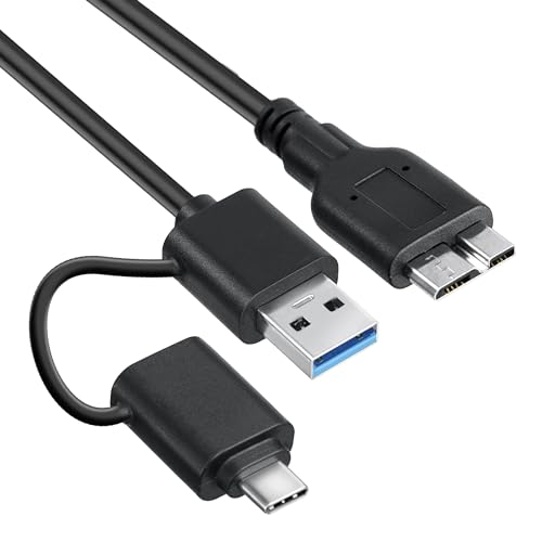 Image of Storite 2PACK 45CM High Speed USB 3.0 Cable A to Micro B for External & Desktop Hard Drives - Black (USB Micro B To Type C)