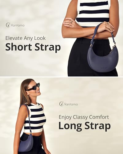 Image of Vantamo Crescent Bags For Women with RFID Protection, Half Moon Clutch Purses for Women with Anti-Theft Clip for Extra Safety