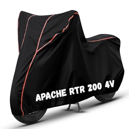 Image of Bike Cover for Apache RTR 200 4V 100% Waterproof, Dustproof & Scratch Resistant| Fully Bottom Elastic UV Resistant Heavy Duty Body Cover | All Weather Outdoor Use