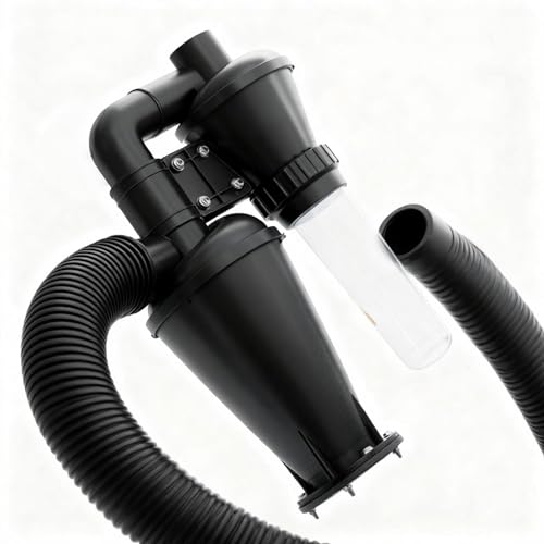 Thirrni Zyklonabscheider mit 50mm/2 Turbolader Filter Geeignet zum Trennen von Holzspänen Staub Metallspänen Kunststoff Textilien Laub und Haaren Zyklon Staubsammler Doppelte Filtration