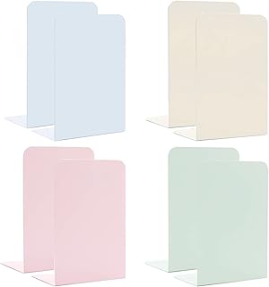 Metal Bookends,4 Pairs/8 Pieces Heavy Duty Bookends for Shelves Heavy Bo...