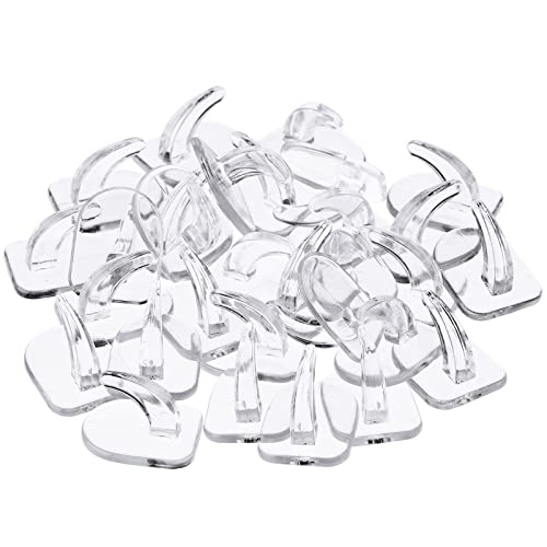 Queekay 30 Pieces Clear Adhesive Wall Hooks For Hanging, Transparent Reusable Seamless Hooks Small Acrylic Sticky Hangers With Non Marking Sticker For Kitchen Bathroom Bedroom Office #TOP3