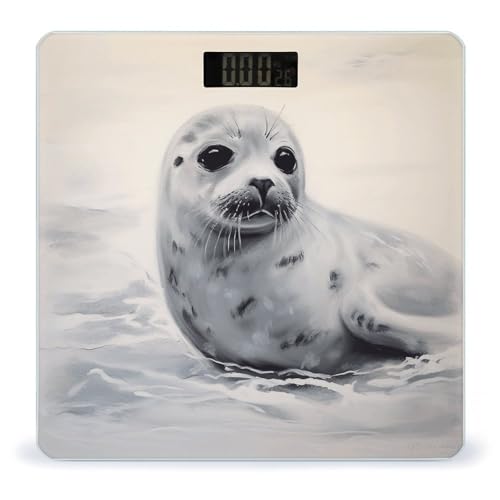 Báscula digital de baño con pintura de foca Harp Seal