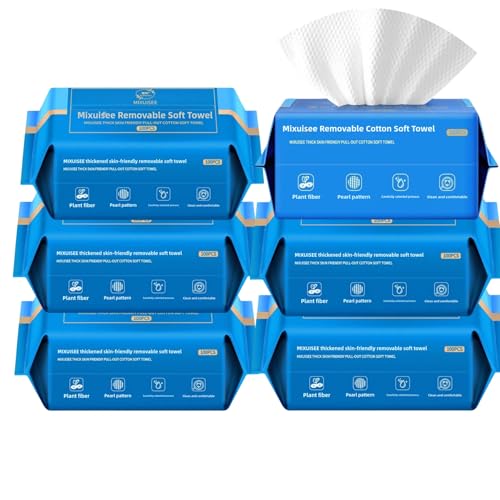 Image of MIXUISEE thick and soft face towels,Face towel disposable,100% cotton towel | Cotton fibers do not shed,Super thick 130%,Makeup removal and cleaning,Suitable for sensitive skin.(600 pieces)