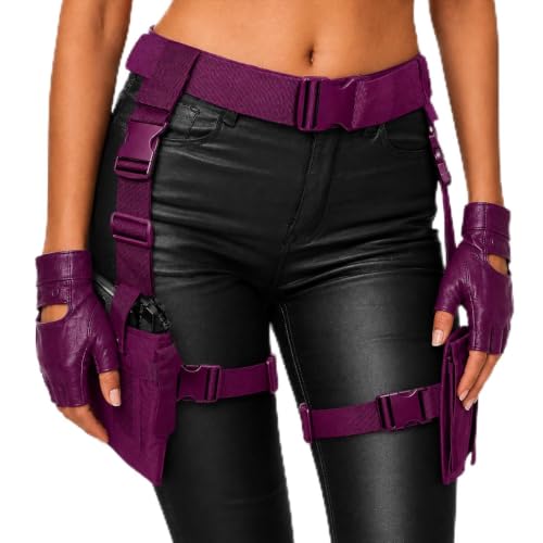 Zadin Fingerless Gloves Costume for Women, PU Leather Accessories Cosplay